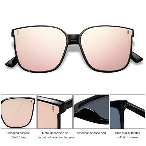 SOJOS Sunglasses for Women Men Vintage Style Shades SJ2157,Black/Pink