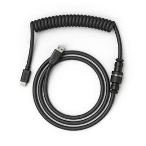 Glorious Coiled Keyboard Cable – Coiled USB C Cable Artisan Braided Cables for Mechanical Gaming Keyboard Coiled Cable - Custom Keyboard Cable (Black)