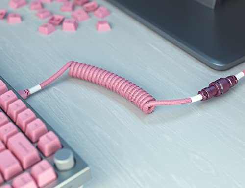 Glorious Coiled Keyboard Cable – Coiled USB C Cable Artisan Braided Cables for Mechanical Gaming Keyboard Coiled Cable - Custom Keyboard Cable (Black)