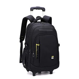 black kids boys rolling backpack teens carry-on luggage with wheels trolly bookbag for school-2 wheels