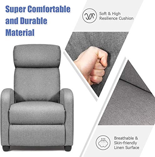 Moccha Massage Recliner Chair, Ergonomic Adjustable Single Sofa with Padded Seat, Backrest, Footrest, Reclining Sofa with Remote Control, Modern Massage Recliner for Living Room, Home, Office (Gray)