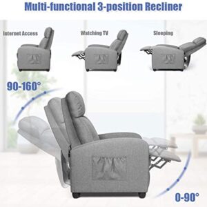 Moccha Massage Recliner Chair, Ergonomic Adjustable Single Sofa with Padded Seat, Backrest, Footrest, Reclining Sofa with Remote Control, Modern Massage Recliner for Living Room, Home, Office (Gray)