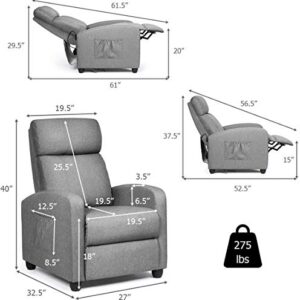 Moccha Massage Recliner Chair, Ergonomic Adjustable Single Sofa with Padded Seat, Backrest, Footrest, Reclining Sofa with Remote Control, Modern Massage Recliner for Living Room, Home, Office (Gray)