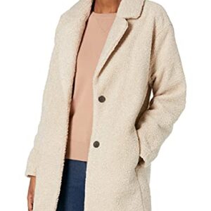 Amazon Essentials Women's Teddy Bear Fleece Oversized-Fit Lapel Jacket (Previously Daily Ritual), Sand, Medium