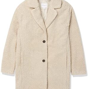 Amazon Essentials Women's Teddy Bear Fleece Oversized-Fit Lapel Jacket (Previously Daily Ritual), Sand, Medium