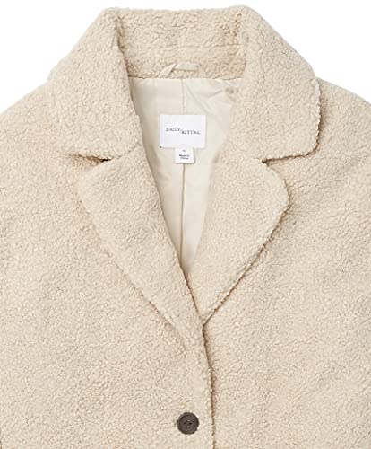 Amazon Essentials Women's Teddy Bear Fleece Oversized-Fit Lapel Jacket (Previously Daily Ritual), Sand, Medium