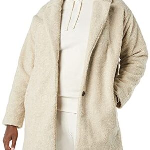 Amazon Essentials Women's Teddy Bear Fleece Oversized-Fit Lapel Jacket (Previously Daily Ritual), Sand, Medium