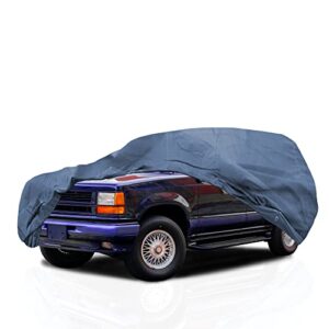 supreme suv car cover for gmc jimmy 1980-1991 4-door chevy k5 blazer 2nd gen all weather protection semi custom fit full coverage dust, sun, snow, rain, hail protection outdoor / indoor