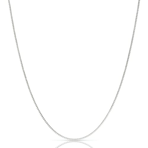 Next Level Jewelry Italian Box Chain Sterling Silver 1MM, 925 Sterling Silver Box Chain Necklace Women, Sterling Silver Chain Women, Thin Sterling Silver Necklace Chain Women Girl, 1mm,18