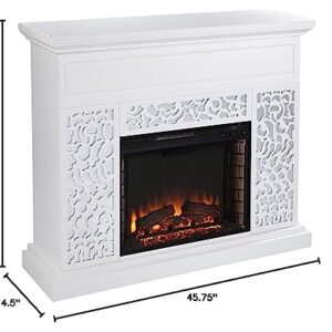 SEI Furniture Wansford Contemporary Electric Fireplace, White/Mirror