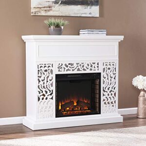 SEI Furniture Wansford Contemporary Electric Fireplace, White/Mirror