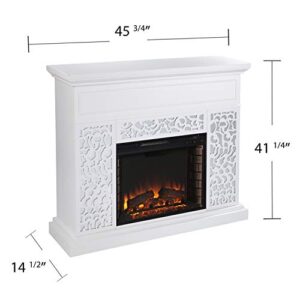 SEI Furniture Wansford Contemporary Electric Fireplace, White/Mirror