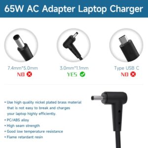 Acer 65W Laptop Charger for Acer Chromebook 11 13 14 15 R11 R13 CB3 CB5 C740 C720 C738T C731 C738T CB3-532 N15Q8 N15Q9 N16Q1 A13-045N2A A11-065N1A Spin 1 3 5 Swift 3 N16P1 CB3-131 Power Supply Cord
