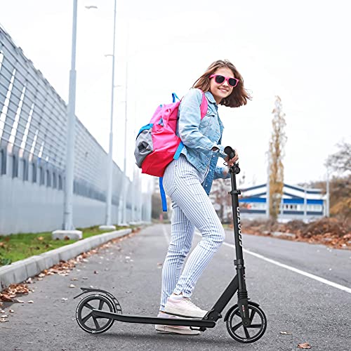 6KU Kick Scooter for Kids Ages 8-12 with Suspension System, Adjustable Height, Quick-Folding Design, and Shoulder Strap - Safe and Smooth Ride for Big Kids Ages 6-12