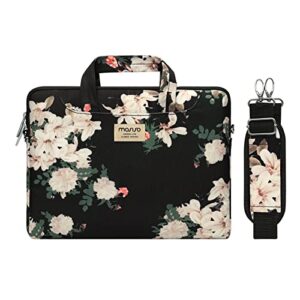 mosiso laptop shoulder bag compatible with macbook air 15 inch m2 a2941 2023/pro 16 2023-2019 m2 a2780 m1 a2485 a2141,15-15.6 inch notebook,polyester syringa carrying briefcase sleeve with belt