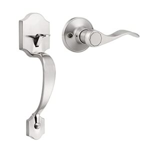 decoriten front door handle, exterior door lever, entry door handleset, brushed nickel door handle lever (1, door handle set)
