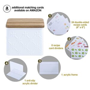 NIKKY HOME 4x6 Kitchen Metal Recipe Organization Box with Cards and Dividers, Floral Embossing Pattern