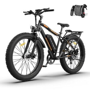 aostirmotor 750w electric bike for adults 26"×4" fat tire 48v 13ah lithium battery electric bicycles, 28mph e bike for adults, shimano 7 speed mountain bike (black)