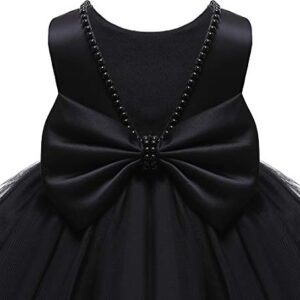 Baby Flower Girl Party Wedding Black Dress, Sleeveless Floor Length Tutu Tulle Dance Gown Infant 0-3 Months