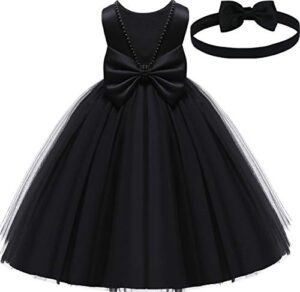 baby flower girl party wedding black dress, sleeveless floor length tutu tulle dance gown infant 0-3 months