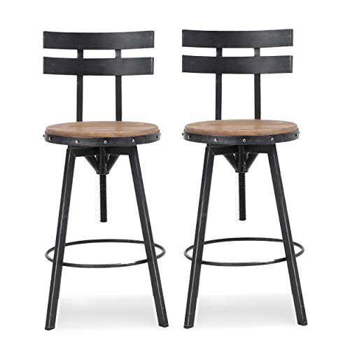 Christopher Knight Home Jutte Barstool Sets, Antique + Black Brush Silver