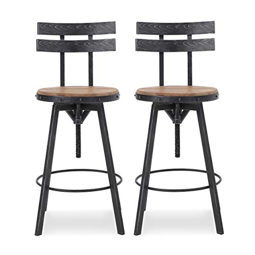 Christopher Knight Home Alanis Barstool Sets, Antique + Black Brush Silver