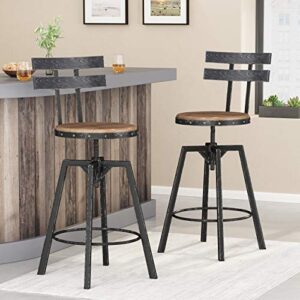 Christopher Knight Home Alanis Barstool Sets, Antique + Black Brush Silver