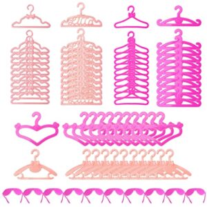 doll clothes hangers glasses, for 11.5inch dolls, accessories for dress closet wardrobe, 70 pcs, pink