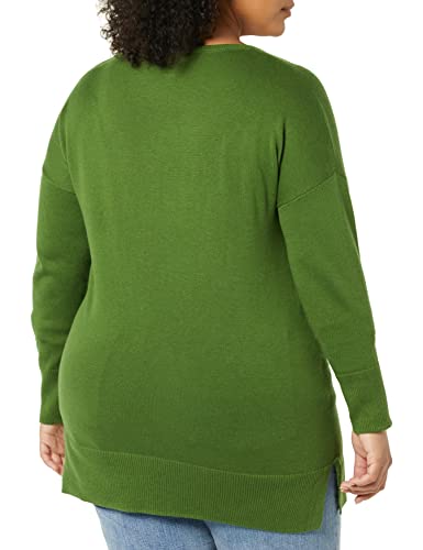 Amazon Essentials Women's Lightweight Long-Sleeve V-Neck Tunic Sweater (Available in Plus Size), Green, Small