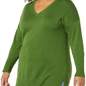 Amazon Essentials Women's Lightweight Long-Sleeve V-Neck Tunic Sweater (Available in Plus Size), Green, Small