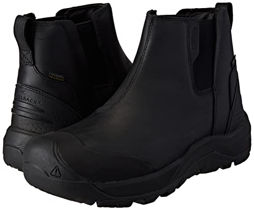 KEEN Men's Revel 4 Mid Height Polar Insulated Waterproof Chelsea Boot, Black/Black, 9.5