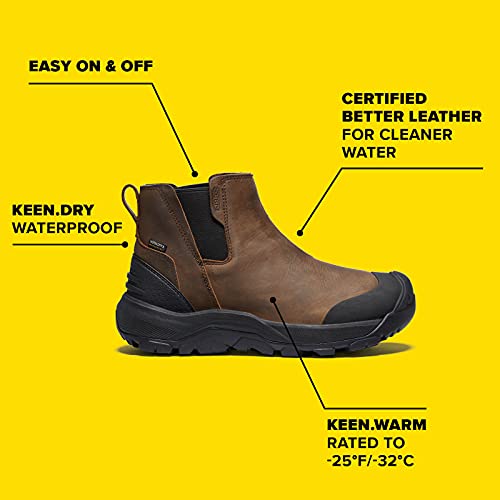 KEEN Men's Revel 4 Mid Height Polar Insulated Waterproof Chelsea Boot, Black/Black, 9.5