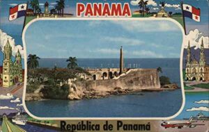 panama las bovedas panama city, panama original vintage postcard 1966