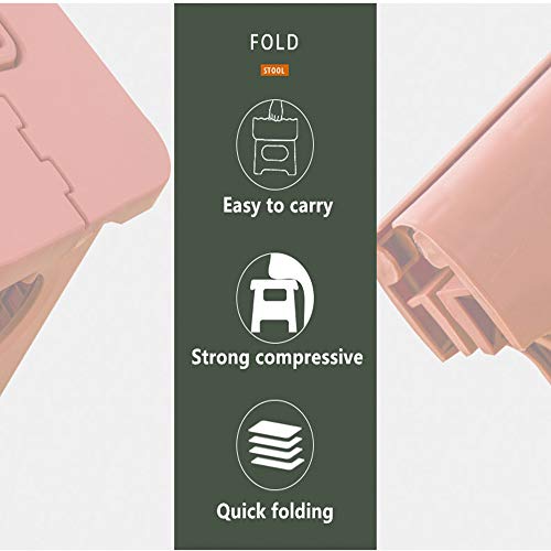 QILESUNNY Upgrade Version Kids' Step Stool,Folding Step Stool with Handle,Portable Collapsible Small Plastic Foot Stool for Kids and Adults - Use in The Kitchen, Bathroom and Bedroom，Picnic (Pink)