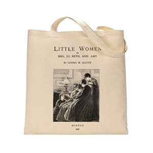 literary tote bag. handbag with book design. book bag. library bag. market bag (little women)