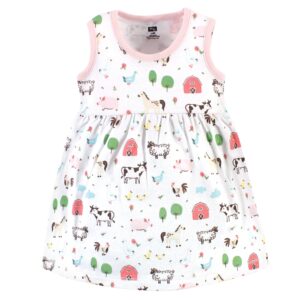 Hudson Baby baby girls Cotton and Cardigan Set Casual Dress, Farm Animals, 2T US