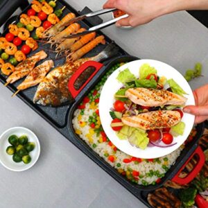 SKAIVA 3 in 1 Electric Smokeless Grill and Hot pot with Steamer - Non-Stick Detachable KBBQ Hotpot Grill Combo, Indoor Korean Bbq Grill Shabu Shabu Hot Pot Electric Grill