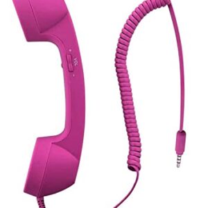 YTYKINOY Retro 3.5mm Telephone Handset Cell Phone Receiver Mic Microphone Speaker for iPhone iPad Mobile Phones Cellphone Smartphone (Hot Pink)