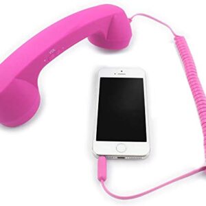 YTYKINOY Retro 3.5mm Telephone Handset Cell Phone Receiver Mic Microphone Speaker for iPhone iPad Mobile Phones Cellphone Smartphone (Hot Pink)