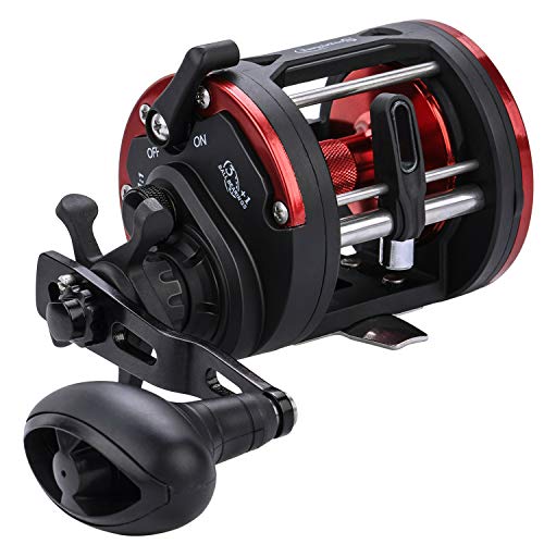 Sougayilang Trolling Reel Level Wind Conventional Reel Graphite Body Fishing Reel, Durable Stainless-Steel, Large Line Capacity-DTR40 Right Handle