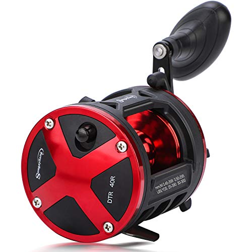 Sougayilang Trolling Reel Level Wind Conventional Reel Graphite Body Fishing Reel, Durable Stainless-Steel, Large Line Capacity-DTR40 Right Handle