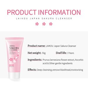 MIESCHER Sakura Face Wash,Cherry blossom Cleanser Facial Skin Cleansing Foaming Repairing Acne Deep Cleansing Moisturizer for Dry Skin & Oily Skin Hydrating Lotion Foam Cleanser Balance Oil Water Daily Cleaning Skincare Products