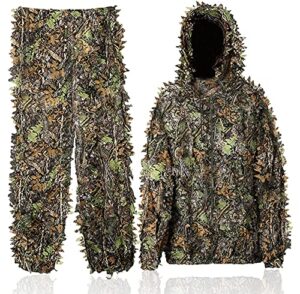 ghillie suit 3d leafy camo suit youth adult lightweight hunting camouflage suits turkey camo hunting gear camo clothing hooded apparel gilly suit for hunting shooting airsoft wildlife photography