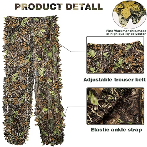 Ghillie Suit 3D Leafy Camo Suit Youth Adult Lightweight Hunting Camouflage Suits Turkey Camo Hunting Gear Camo Clothing Hooded Apparel Gilly Suit for Hunting Shooting Airsoft Wildlife Photography