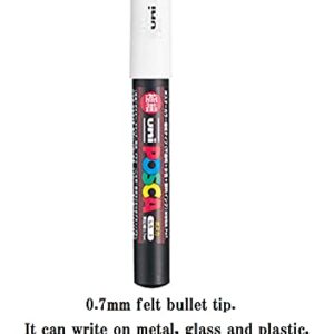 Uni Japan Posca Paint Marker Mitsubishi Poster Color White 6 Marking Pen PC-1M PC-3M PC-5M 2 of Each With Kanji LOVE Sticker