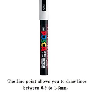 Uni Japan Posca Paint Marker Mitsubishi Poster Color White 6 Marking Pen PC-1M PC-3M PC-5M 2 of Each With Kanji LOVE Sticker