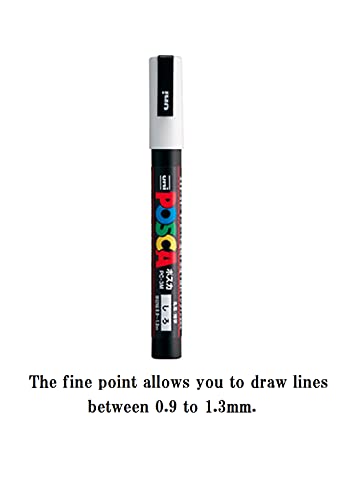 Uni Japan Posca Paint Marker Mitsubishi Poster Color White 6 Marking Pen PC-1M PC-3M PC-5M 2 of Each With Kanji LOVE Sticker