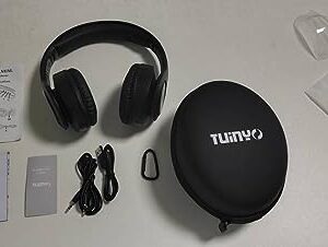 TUINYO Wireless Headphones Over Ear, Bluetooth Headphones with Microphone, Foldable Stereo Wireless Headsetfor Travel Work TV PC Cellphone-Black