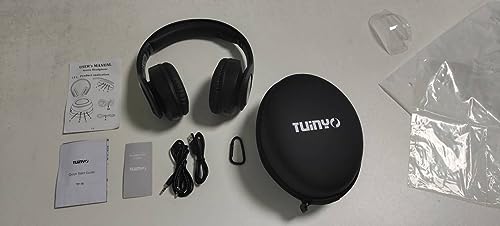 TUINYO Wireless Headphones Over Ear, Bluetooth Headphones with Microphone, Foldable Stereo Wireless Headsetfor Travel Work TV PC Cellphone-Black