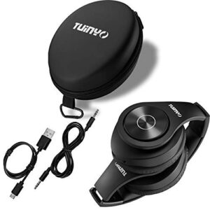TUINYO Wireless Headphones Over Ear, Bluetooth Headphones with Microphone, Foldable Stereo Wireless Headsetfor Travel Work TV PC Cellphone-Black